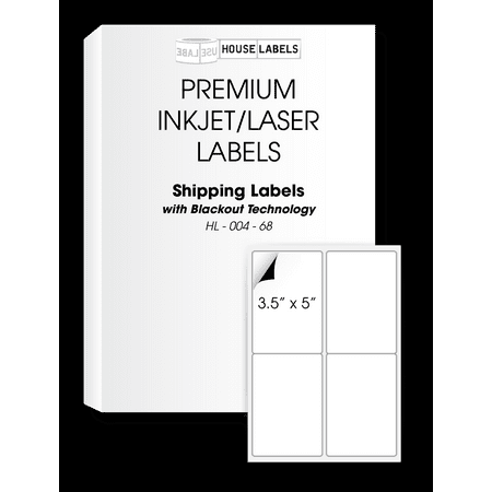 Houselabels 4-up Shipping Labels with Blackout Technology For Laser and Inkjet Printers