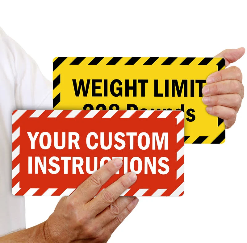 Custom Striped Border Rectangle Sign Adhesive Polyester Labels, 10"x5"