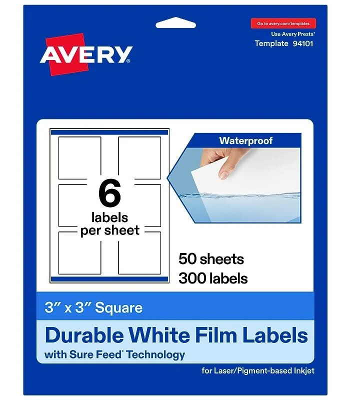 Avery Waterproof Square Labels