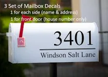 Set of 3 Vinyl Mailbox Decals: Personalized Address Stickers