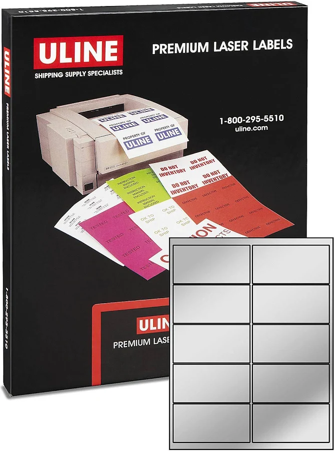 ULINE 4x2" Foil Laser Labels