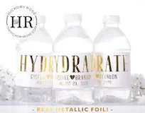 Hydrate | Metallic Water Bottle Labels Pack of 40 labels