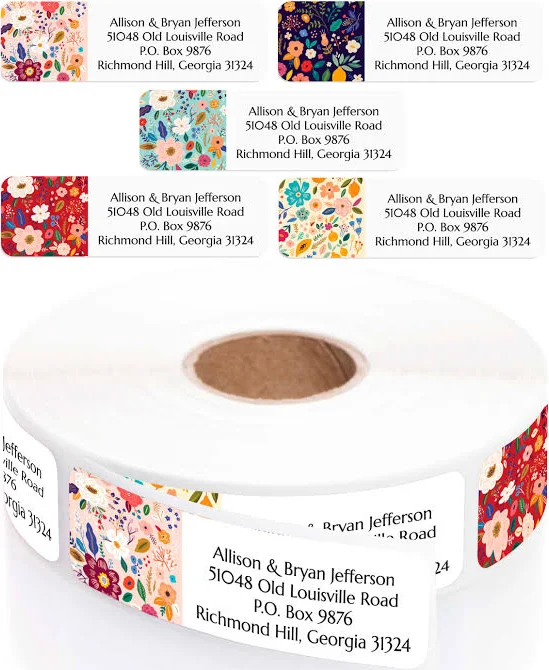 Current Labels Multi-Floral Print Rolled Address Labels with Dispenser