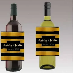 12 Black & Gold Textured Themed Wine / Beer Bottle labels Easy to Use Self Stick labels