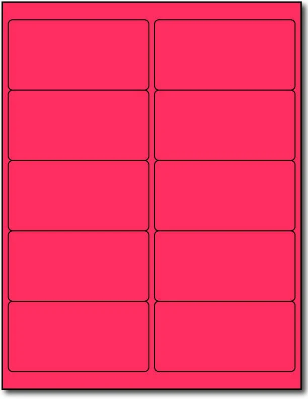 Fluorescent Pink 2" X 4" Labels