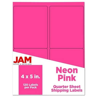 JAM Paper Shipping Labels 4 x 5 Neon Pink 120 Pack
