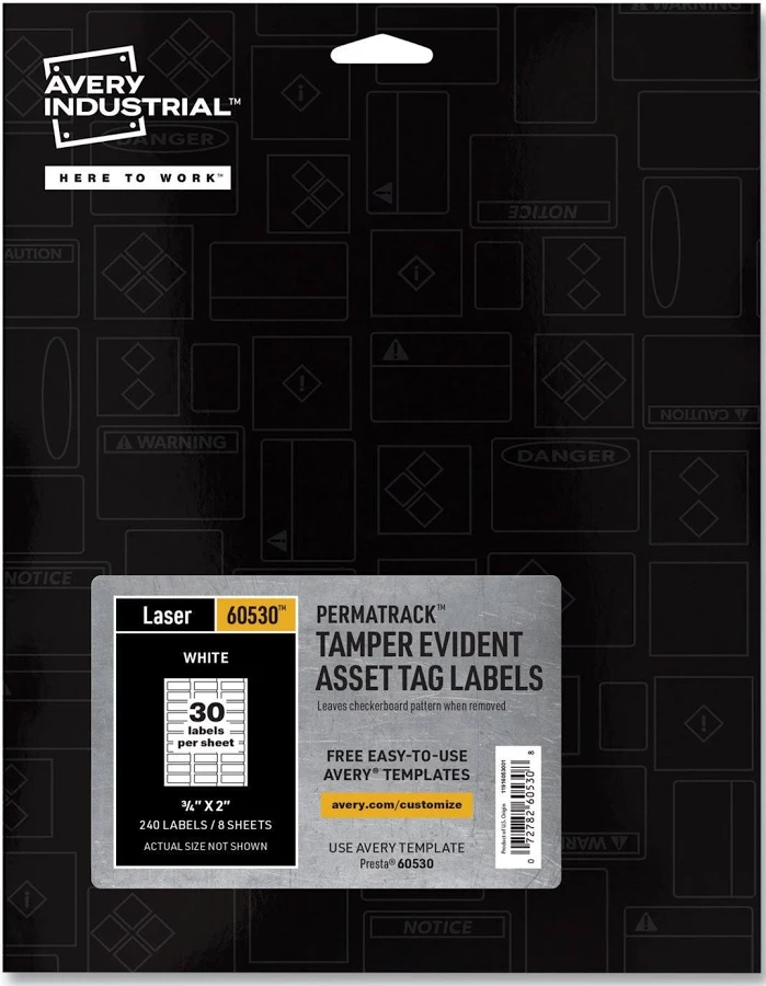 Avery PermaTrack Laser Printers Tamper-Evident Asset Tag Labels