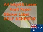 20 X A4 Kraft Label Self Sticker Adhesive Inkjet Laser Paper