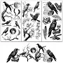 3 Sheets 3 Styles PVC Waterproof Decorative Stickers Self Adhesive Decals Furniture Decoration Raven