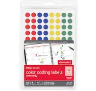 Qty 93 | Office Depot Office Depot Brand Removable Round Color-Coding Labels, OD98803, 1/4in, Multicolor Dots, Pack Of 768 MPN:OD9880385ooks