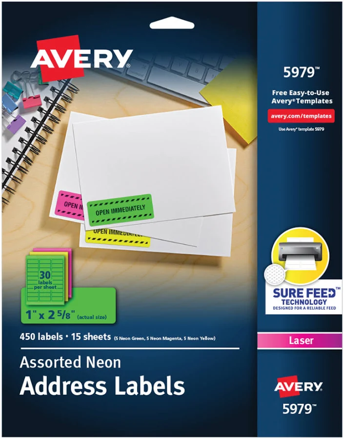 Avery? Neon Address Labels for Laser Printers