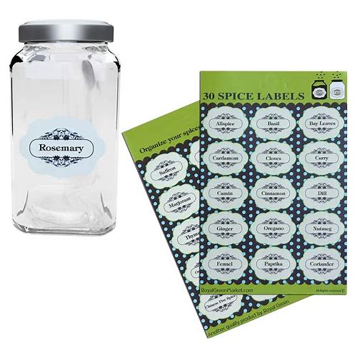 Royal Green Spice Jar Stickers L…