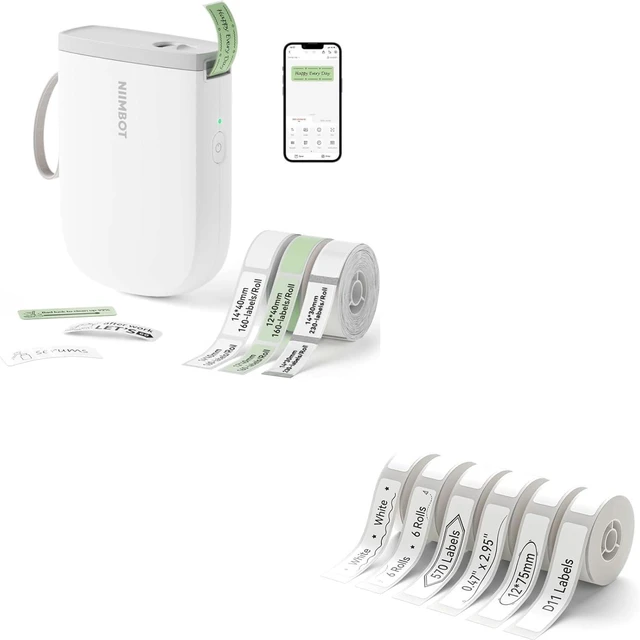 NIIMBOT D11 New Version Label Maker Machine with 3 Rolls Tape, 300DPI Bluetooth Label Printer, Portable Thermal Printer, Sticker Maker for Organizing 
