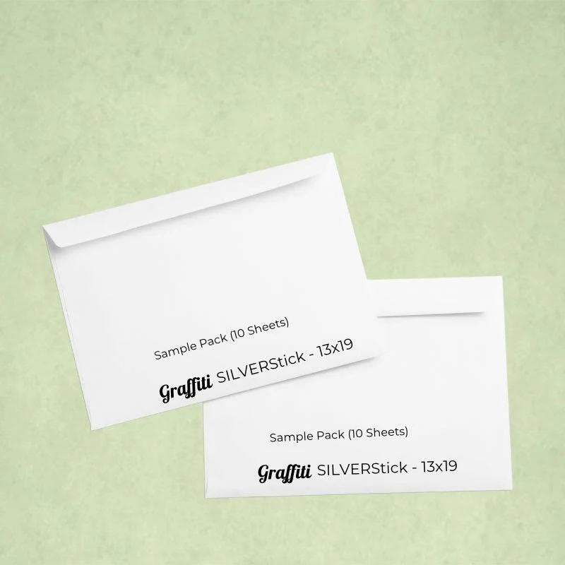 Graffiti SILVERStick - Metallic Self Adhesive Labels in sheets 13"x19" (5 Sheets) - Sample Pack