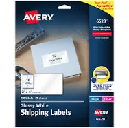 Avery Glossy White Easy Peel Mailing Labels w/Sure Feed 6528