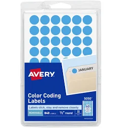 AVERY Handwrite Only Self-adhesive Removable Round Color-coding Labels