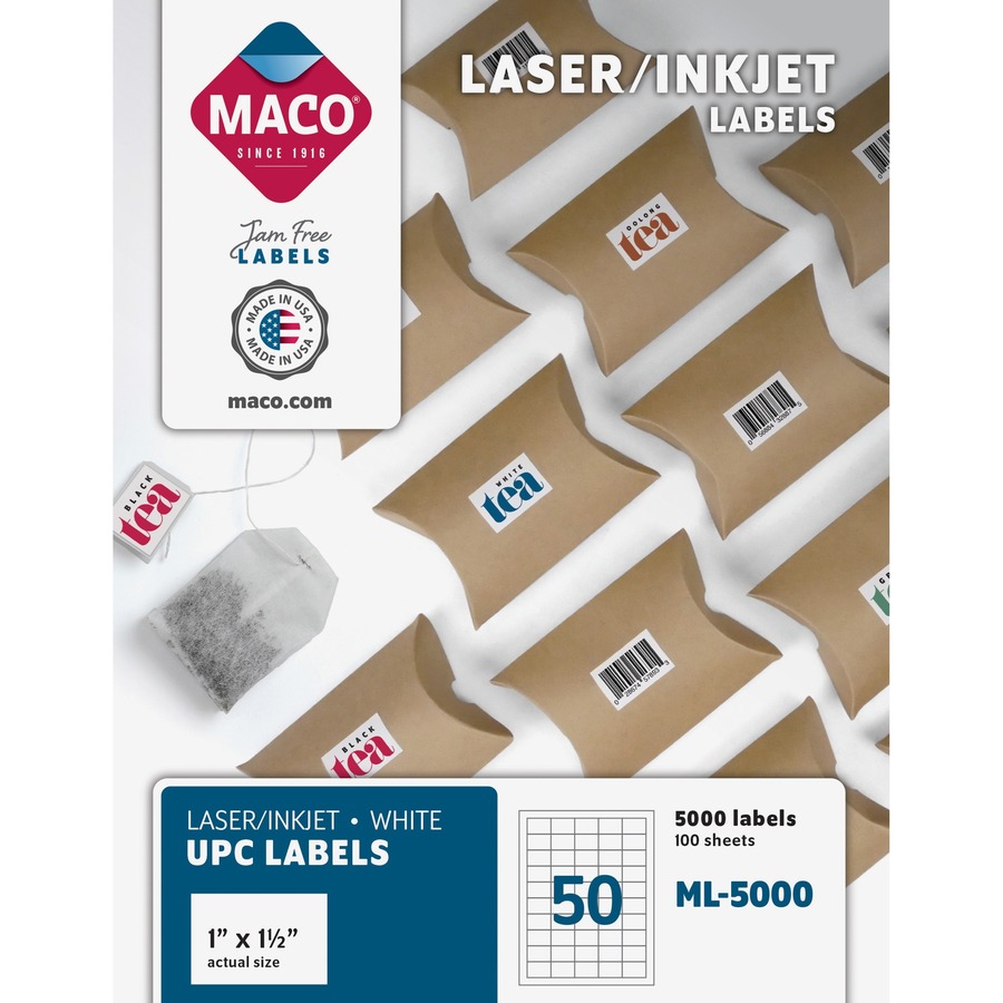 Chartpak UPC Labels 1"x1-1/2" 5000/BX White