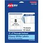 Avery Glossy White Rectangle Scalloped Labels