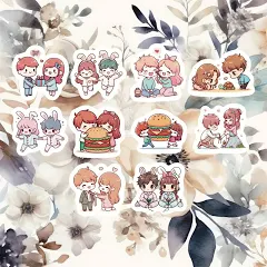 Anime Couple Stickers, Set of 20 Stickers, Anime Stickers, Couple Stickers, Lovers, Love Stickers, Couples Eating, Food Stickers