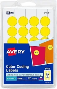 3/4in Round Removable Color Coding Labels 3/4in Dia Labels Yellow