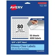 Avery Glossy Clear Heart Labels 94601-CGF