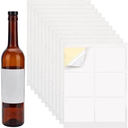 120pcs 3.9 x3.3 Inch Adhesive Wine Bottle Labels White Blank Wine Label Label Sticker Rectangle Printable Stickers for Wine Wedding Engagement 