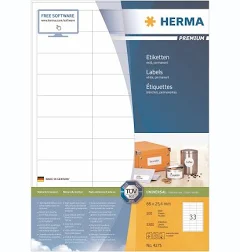 HERMA Labels Premium A4 66x25.4 mm white paper matt 3300 pcs