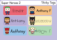 Personalized Die Cut Name Stickers - Kids Name Tags - Daycare Labels - Waterproof Labels - Super Hero Label's - Set 2