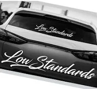 Universal Low Standards Vinyl Car Decal Reflective White Windshield Sticker Waterproof | Glossy | 1 Year Manufacturer Warranty | Sports Theme