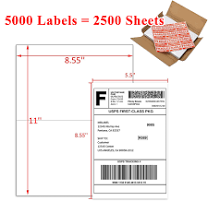 5000 Half Sheet 8.5x5.5 Shipping Labels 2 Per Sheet Self Adhesive For