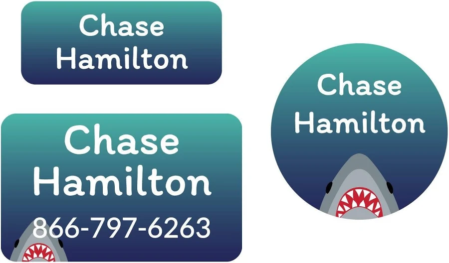 Name Bubbles Personalized Shark Clothing Labels Pack