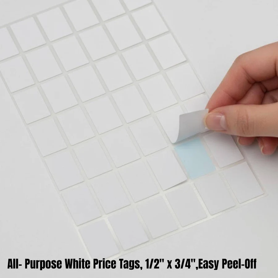 1008 All-Purpose White Self-Adhesive Price Labels | 1/2" x 3/4" Blank Stickers for Tagging & Organization