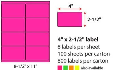 4 X Laser and Inkjet Labels Neon