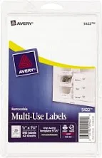 Avery Self-Adhesive Removable Labels 0.5 x 1.75 Inches White 840 per Pack 05422