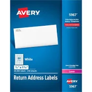 Avery White Address Labels w/ Sure Feed Technology for Laser Printers 5967