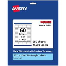 Avery Matte White Rectangle Labels 94204-WMP250