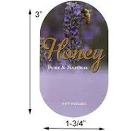 Betterbee Small Oval Purple Custom Honey Jar Labels w/Lavender