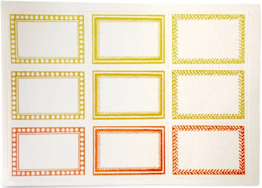 Patterned Orange & Yellow Labels