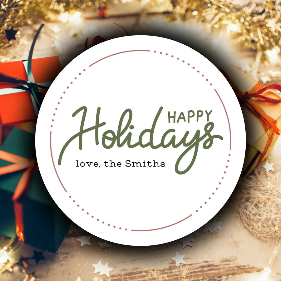 Custom Christmas Gift Stickers | Minimalist Present Label | Personalized Modern Packaging Tags | Happy Holidays Festive Envelope Seals