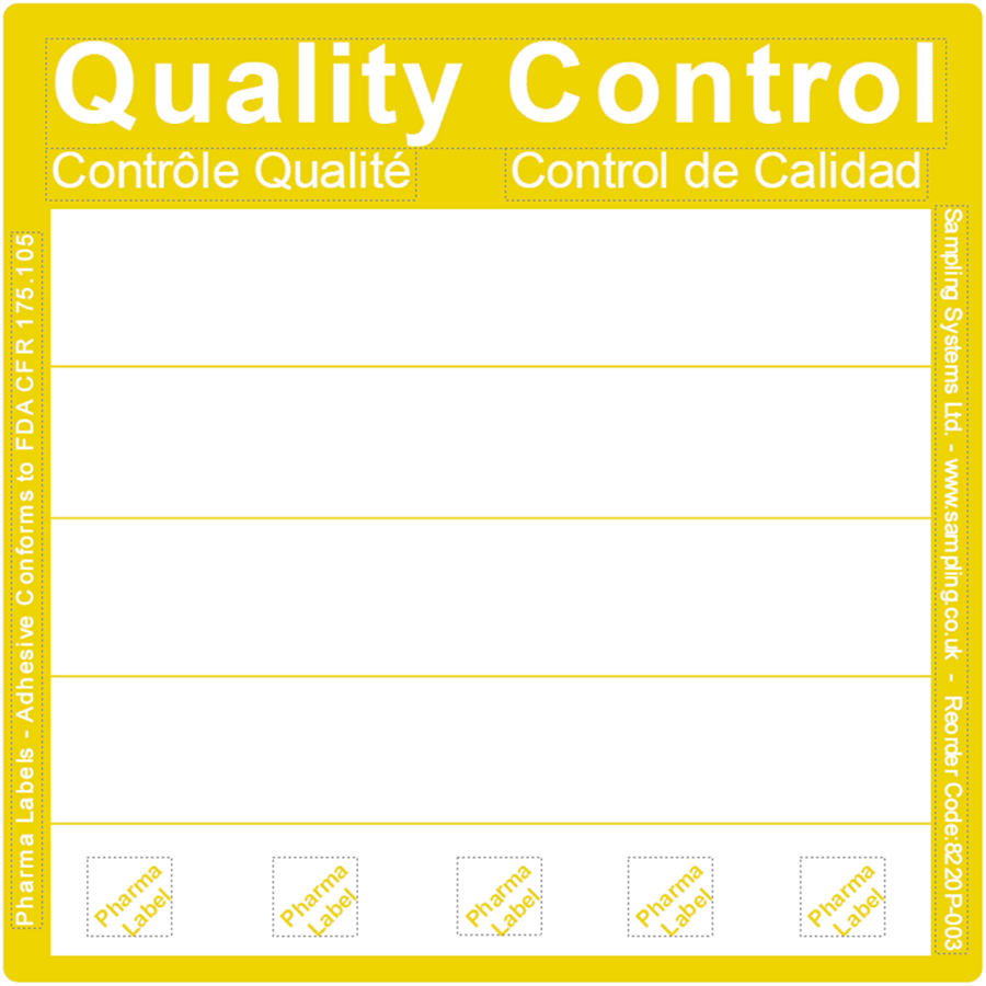 Quality Control Pharma Label - Yellow - 150 x 150 mm QTY 250