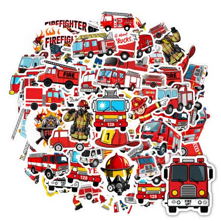 Kids Colorful PVC Firefighter Stickers Toy Sticker Pack
