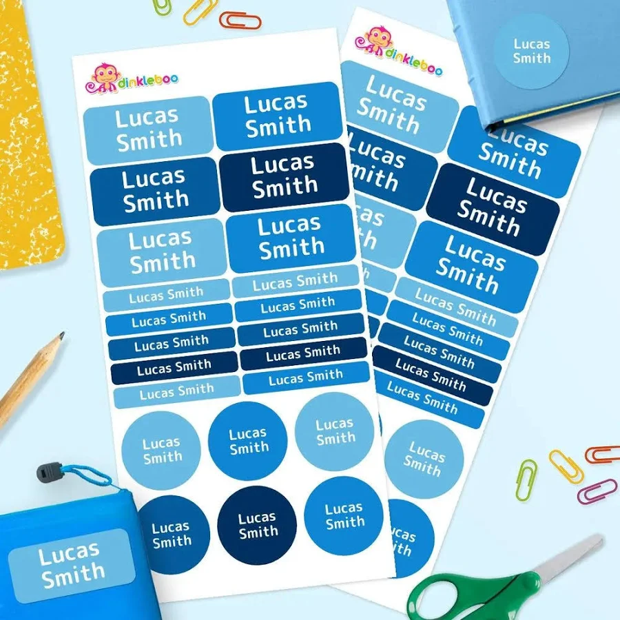 Multi Color Mixed Name Label Pack – Personalized Stick On Name Labels for Kids (Pack of 44) | Perfect for School, Daycare and Home