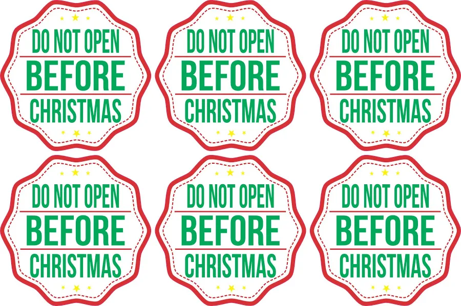 StickerTalk Do Not Open Before Christmas Holiday Gift Stickers