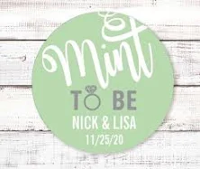 Mint to Be - Round Personalized Bridal Shower Sticker Labels