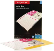 Gbc Laminating Sheets, Self Adhesive Pouches, Letter Size, Glossy, 3