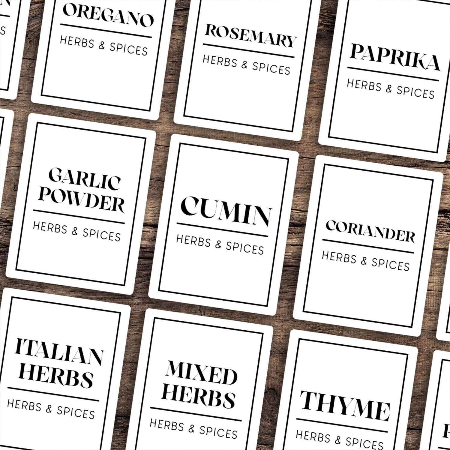 30 Modern Herbs & Spices Labels Vinyl Stickers - Pantry Home House Kitchen Shelves Chic Simple For Container Jar Label - #77509