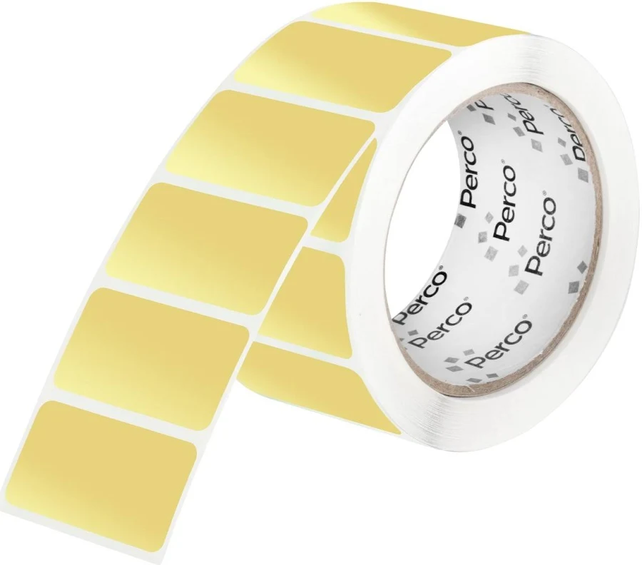 Perco 1x2 Inch Sticker Labels with Easy Peel Perforation—500 Stickers Per Roll — Strong Adhesion, Vibrant Colors for Folders, Barcodes, Jars & Bins in
