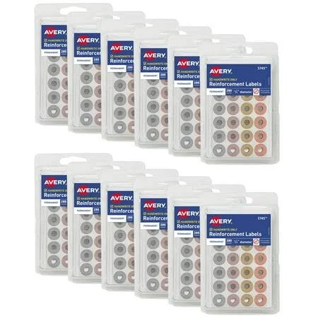 Avery Reinforcement Labels 1/4" Permanent 12 Packs