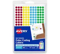Avery Handwrite-Only Self-Adhesive "See Through" Removable Round Color Dots 0579