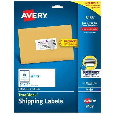 Avery Shipping Labels TrueBlock Technology 8163